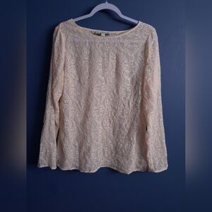 LOFT Tan Long Sleeve Boxy Blouse